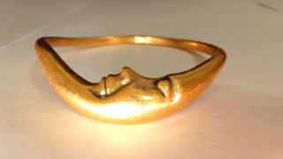 Vtg Kirks Folly Solid Cresent Moon Bronze Gold Tone Bangle Bracelet