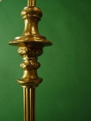 ORNATE VINTAGE ANTIQUE CAST IRON FLOOR LAMP TWISTED STEM DUAL SOCKETS 1920 ' s 3