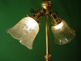 ORNATE VINTAGE ANTIQUE CAST IRON FLOOR LAMP TWISTED STEM DUAL SOCKETS 1920 ' s 4
