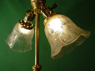 ORNATE VINTAGE ANTIQUE CAST IRON FLOOR LAMP TWISTED STEM DUAL SOCKETS 1920 ' s 6