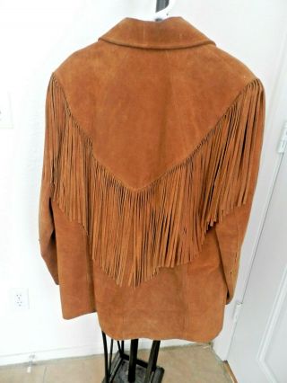 Vintage Hippy/hippie Western Fringe Leather Jacket Pioneer Wear 44r