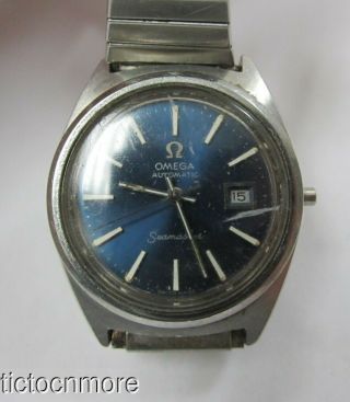 Vintage Omega Automatic Seamaster Date Blue Dial Watch Ladies