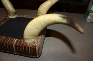 RARE Vintage Western Style Bull Horn Leg Footstool Bench Seat Man Cave Rustic 1 8