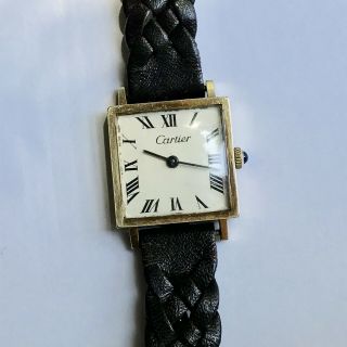 Vintage Cartier Tank - Style Watch With Concord Movement Solid 14k Yellow Gold