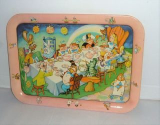 Vintage Walt Disney Alice In Wonderland Tea Party Tray