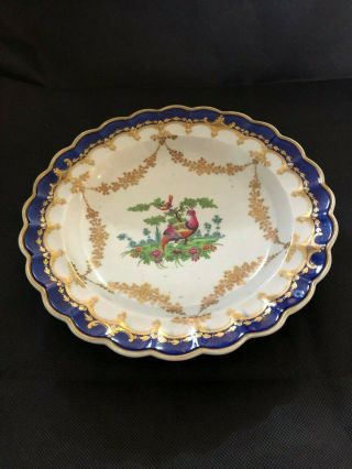 Dr Wall First Period Worcester Exotic Birds Scalloped Plate c1770 3