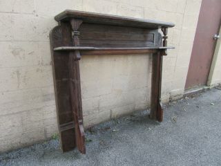 ANTIQUE CARVED OAK FIREPLACE MANTEL 57 X 49 ARCHITECTURAL SALVAGE 2
