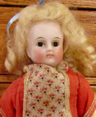 8 " Antique Sonneberg Bisque Closed Mouth Belton Doll W/mohair Wig,  Cup & Saucer