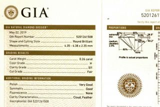 Gia Loose Certified.  26ct Si1 H Round Brilliant Diamond Estate Vintage Antique