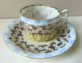 Antique Vintage Hand Painted Signed Japanese Teacup Saucer Cherry Blossoms