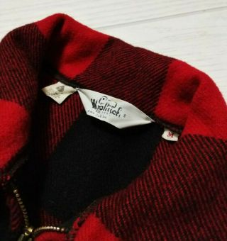 vintage Woolrich red&black plaid hunting style wool jacket medium full zip 3