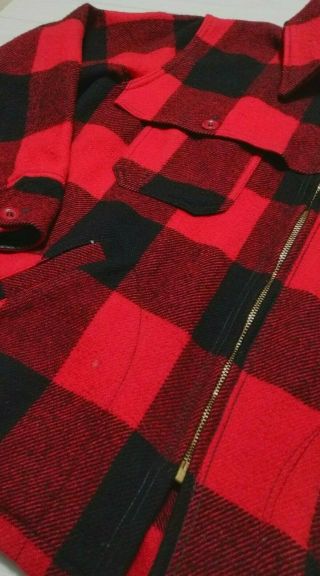 vintage Woolrich red&black plaid hunting style wool jacket medium full zip 6