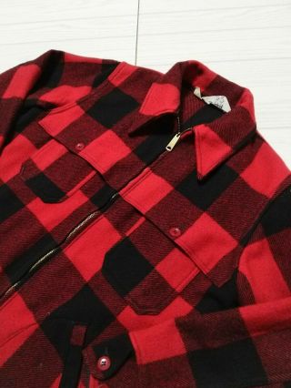 vintage Woolrich red&black plaid hunting style wool jacket medium full zip 7