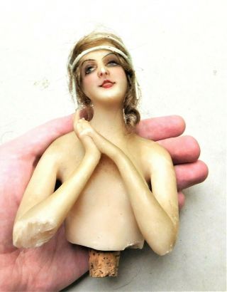 C1920 Art Deco Wax Half Doll Boudoir Vintage Antique
