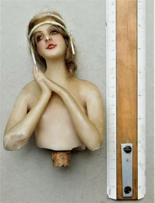 c1920 Art Deco Wax Half Doll Boudoir Vintage Antique 7
