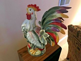 Magnificent Vintage Ceramic Rooster By Fitz & Floyd (17 " High)