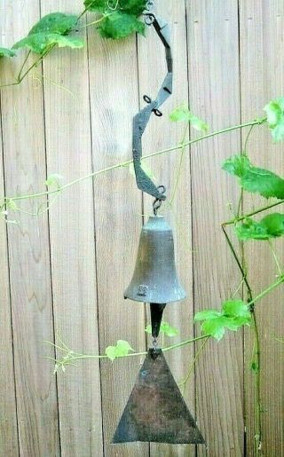 Vintage Arcosanti Paolo Soleri Verde Green Patina Bronze Bell Wind Chime 22 "