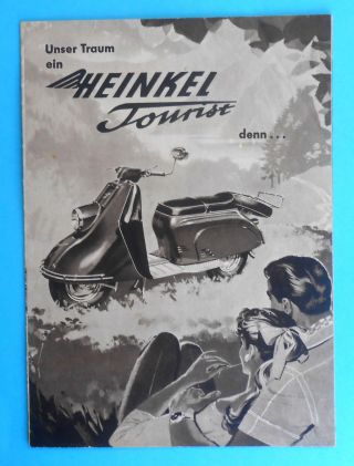 Heinkel Tourist - Famous Germany Motor Scooter Orig.  Vintage Prospect Brochure