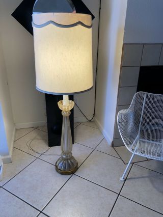 Huge Mid Century Modern Seguso Murano Channeled Glass Table Lamp