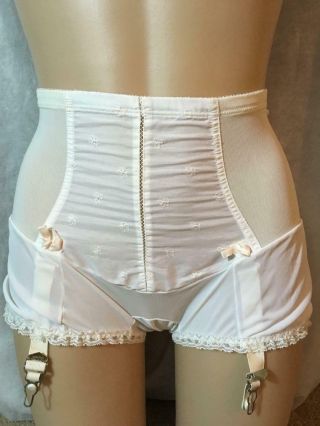 Rare Vtg Delightform Garters Shaper/girdle Panties Nylon Size Medium M Ivory