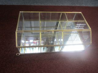 Vtg Glass Brass Small Curio Case Display Cabinet Miniatures Shelf 12”,  Tall 4