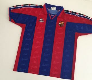 Barcelona Fc 1995/97 Home Football Shirt Xl Soccer Jersey Kappa Vintage Maglia