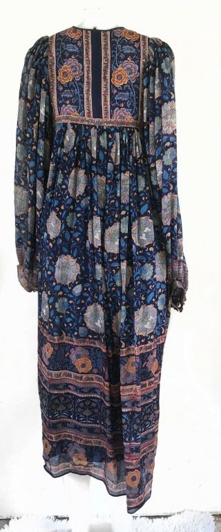 VINTAGE 1970S RITU KUMAR FOR JUDITH ANN SILK INDIA BOHO FLORAL DRESS M 2