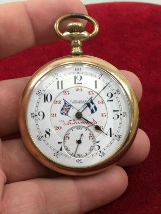 Vintage 19 Jewels 10k Gold Filled Pocket Watch O.  St.  Jean Montreal Viennois (c)