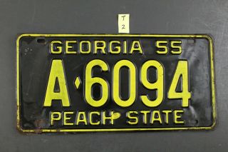 Vintage 1955 Georgia License Plate A - 6094 Peach State (t - 2
