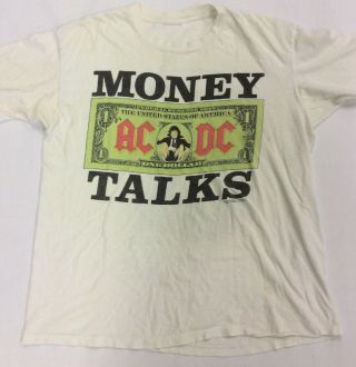 Vintage Ac/dc Money Talks World Tour 1990/91 Concert Tshirt Usa Rare Brockum