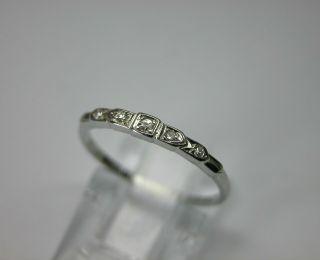 Antique Art Deco 18k Gold Diamond Wedding Band Stacking Ring