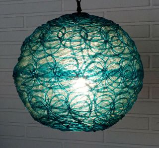Vintage Mid - Century Modern Spaghetti Globe Hanging Pendant Lamp Swag Light Eames