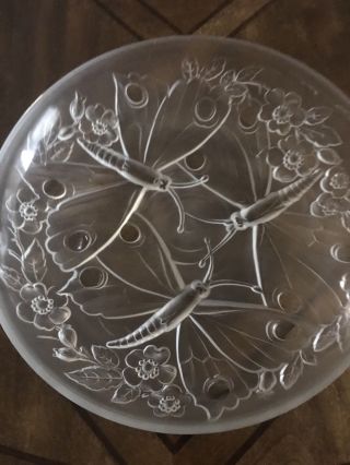 Vintage Verlys Shallow Bowl Signed With Dragonflies And Flowers 5