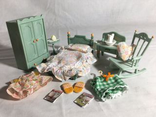 Calico Critters/sylvanian Families Vintage Pale Green Bedroom Set