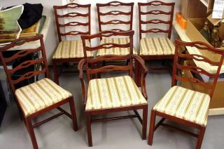 Set Of 6 Tell City Antique Vintage Mahogany Dining Chairs Half Price