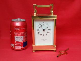 Large Vintage Brass Taylor & Bligh Carriage Clock & Key.  Good