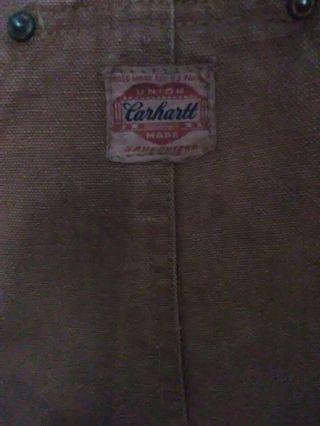 Vintage 1960 Carhartt Union Made Sanforized Overalls And Jacket Size L/XL 2