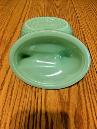 Vintage Westmoreland Glass Green Jadeite Hen on Nest Covered Candy/Butter Dish 5