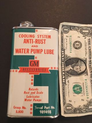 Vintage Gm Accessories Cooling System Anti - Rust & Water Pump Lube Tin Can