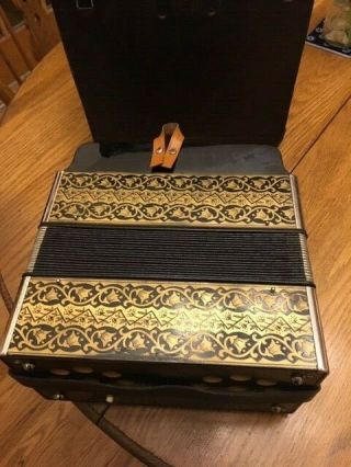 Hohner 22x8 A - D Vintage Concertina c.  1940 ' s 1950 ' s MINTY with Box 2