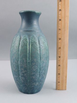 Antique Arts & Crafts Hampshire Art Pottery Blue Green Curdled Glaze Vase 11 /1