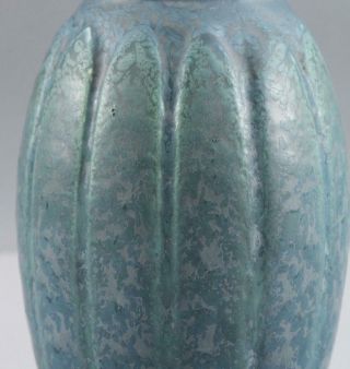 Antique Arts & Crafts HAMPSHIRE ART POTTERY Blue Green Curdled Glaze Vase 11 /1 3