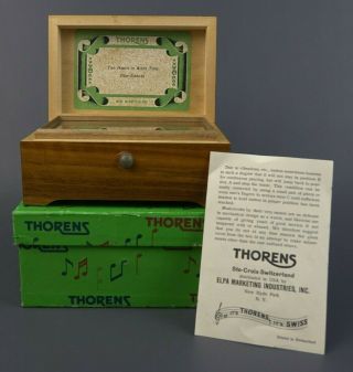 Vintage Thorens Switzerland Music Box With Wood Inlaid Box & Cylinder