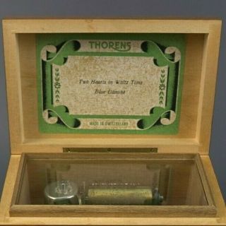 Vintage Thorens Switzerland Music Box with Wood Inlaid Box & Cylinder 3
