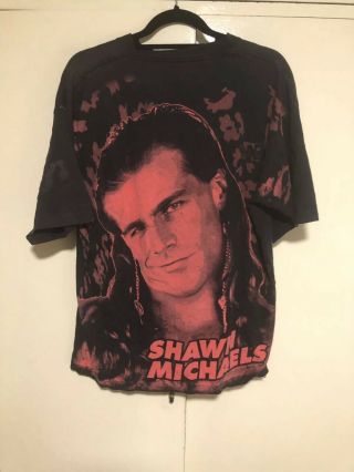 Vintage 90s Official WWF T - SHIRT Shawn Michaels.  Front & Back Full Print.  XL 2