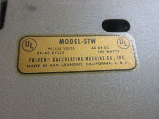 Vintage Friden Calculating Machine Adding Machine Mechanical Calculator STW 10 8
