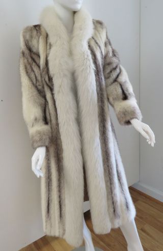 Vintage Full Length White Mink Fur Coat Tourmaline Blond Gray Womens Jacket