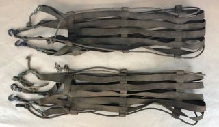 Vintage Set Of 2 Cargo Straps Or Bunk Safety From Train Ship Or Plane W/ Hooks