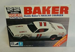 Look Early 1970`s Mpc Buddy Baker Dodge Charger Stock Car Unbuilt Model Kit