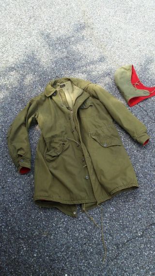 Vintage 1950s 1960s Ll Bean Fishtail Olive Drab Military Parka Sz M Army Jacket